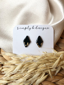 Black w/ Gold Flakes and Resin Diamond Stud